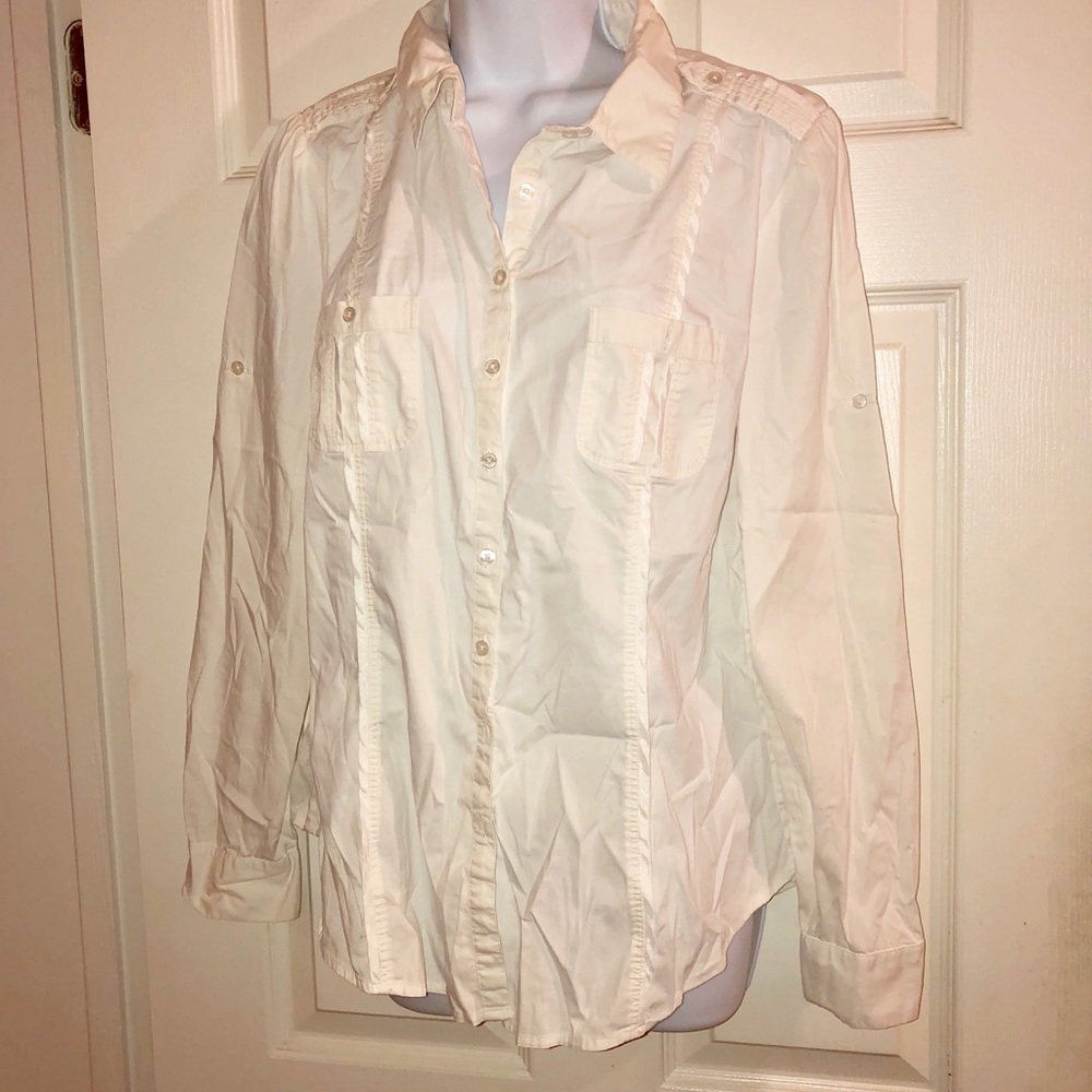 White House Black Market Buttoned Blouse (L)